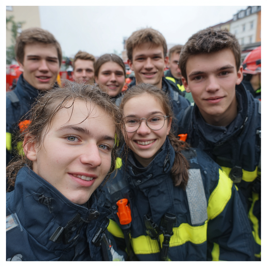 Feuerwehrjugendliche nach einer Feuerwehrtauglichkeitsuntersuchung in Wels