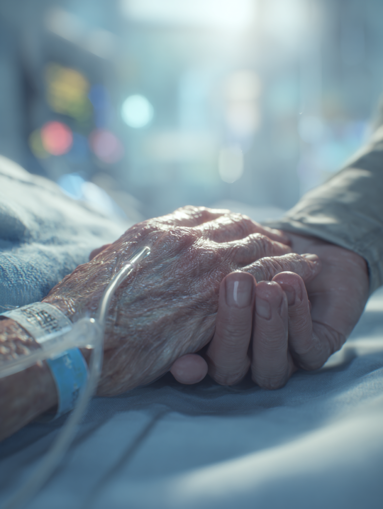 Ein Arzt macht eine Palliative Betreuung im PVZ St Anna Wels